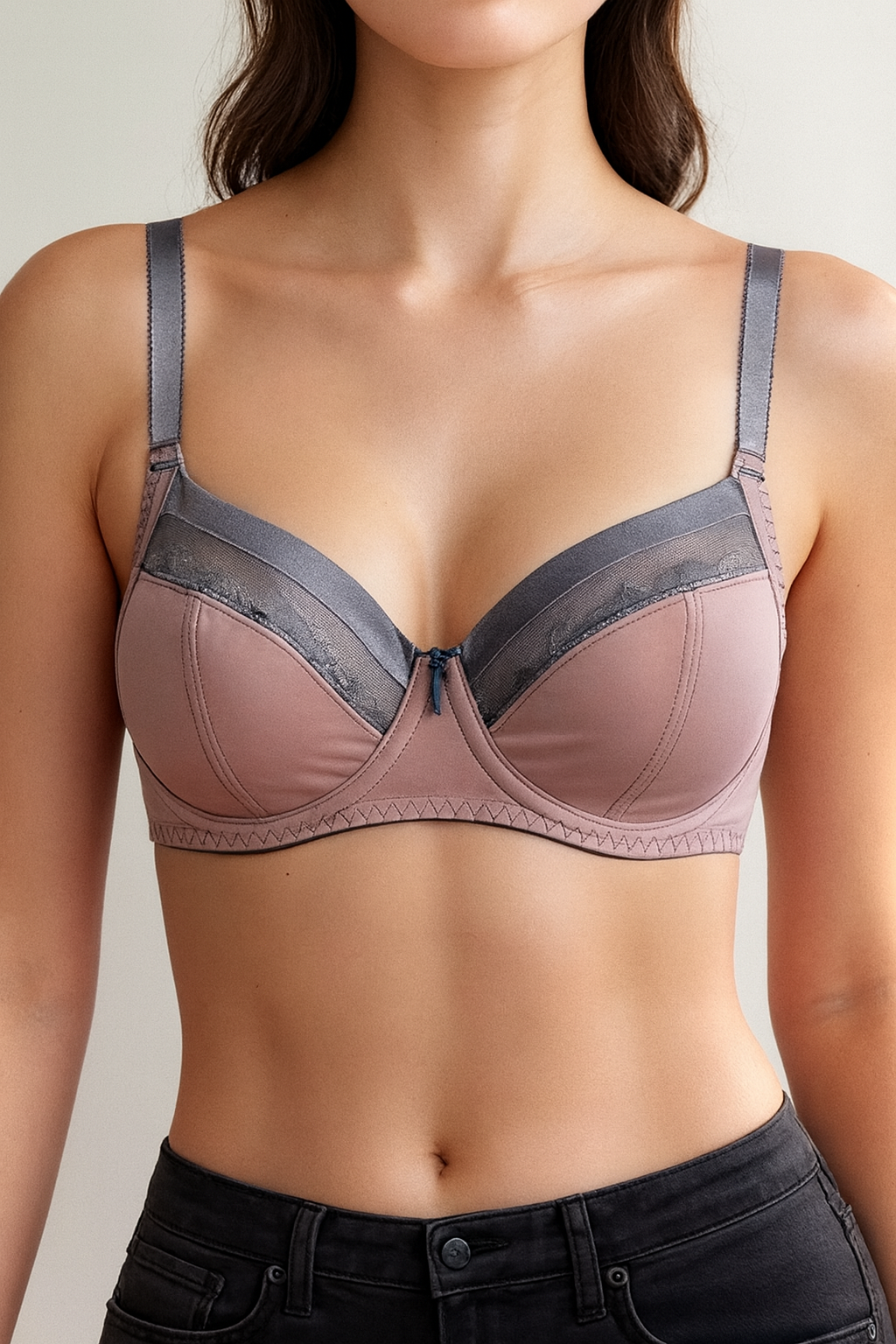 Fantasie dusty pink & grey mesh underwired bra 30DD