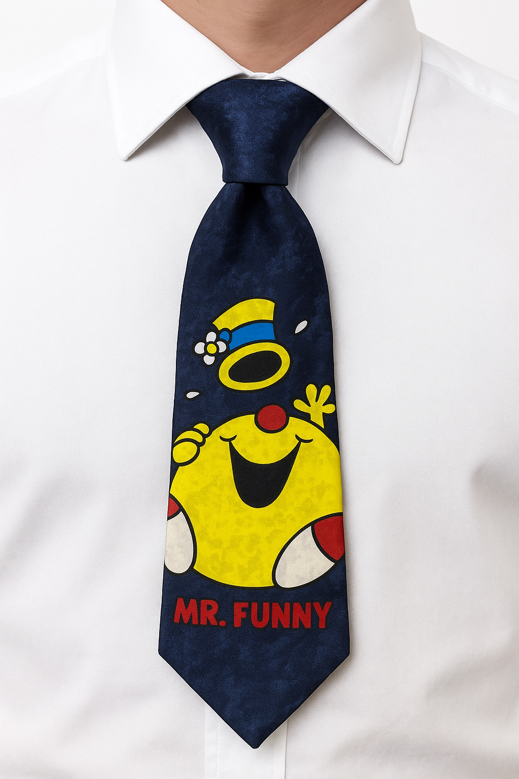 Vintage Debenhams Mr Men “Mr Funny” Novelty Tie Navy – Made in UK