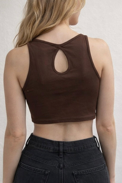 SHEIN Brown Rhinestone “HONEY” Crop Tank Top with Keyhole Back | Size S (EU 36)