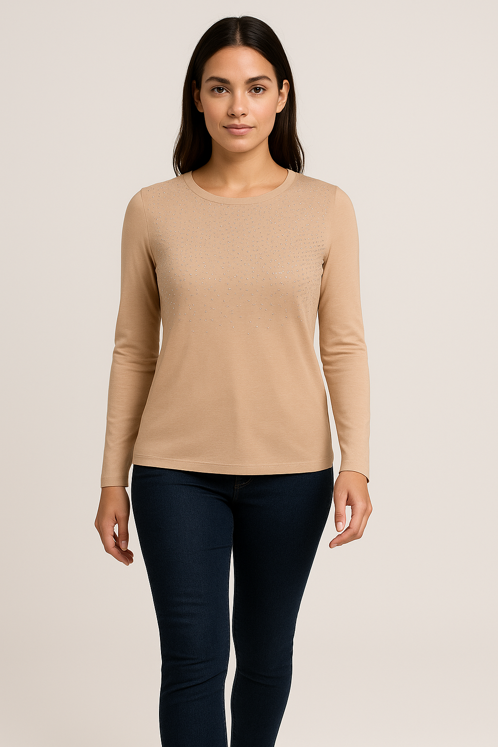 Gerry Weber Beige Embellished Long Sleeve Top – UK Size 14