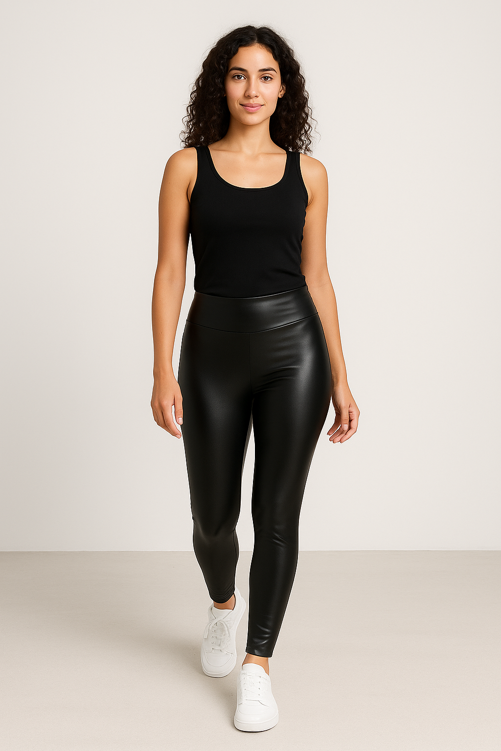Mint Velvet Black Faux Leather High Waist Leggings UK S | Wet Look Stretch