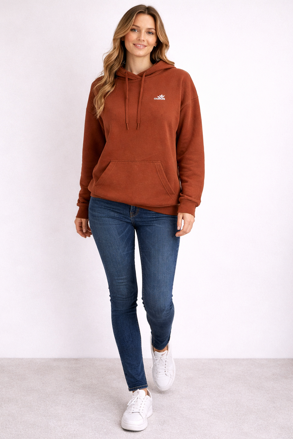 Adidas Originals Brown Trefoil Hoodie – UK 6 / XS