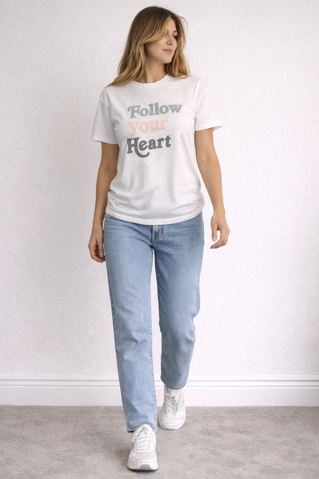Primark Cares “Follow Your Heart” White Slogan T-Shirt | XS (UK 6–8)