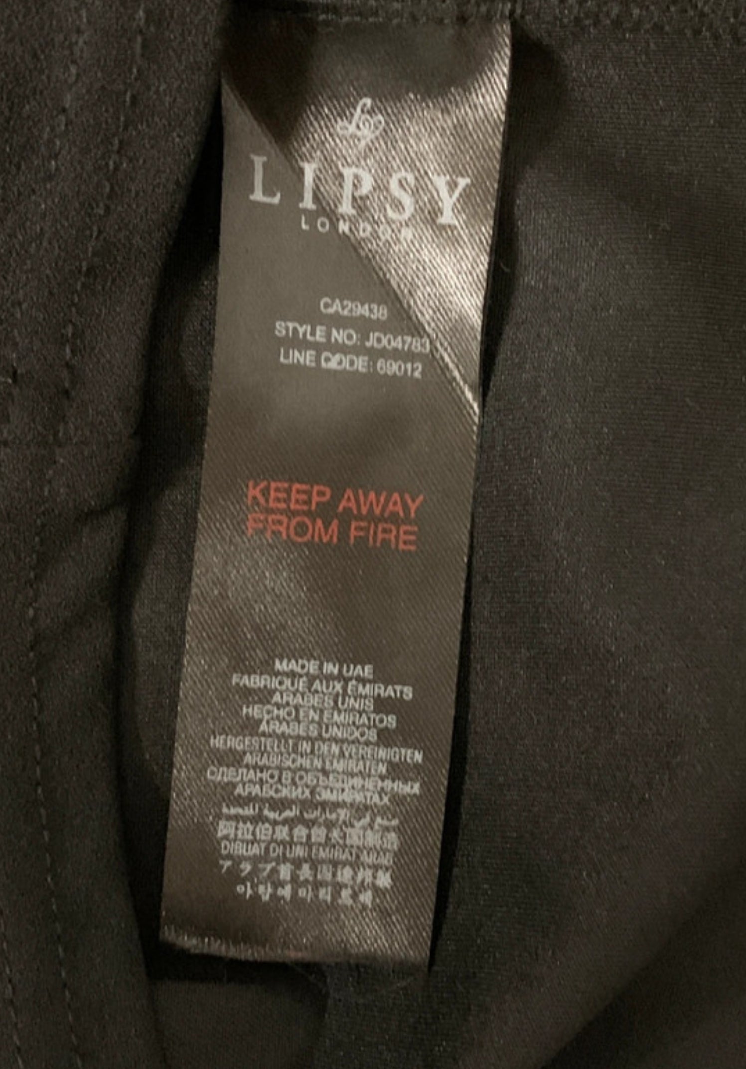 Lipsy London Black Bodycon Dress UK 12 Cutout Belted Fluted Sleeve