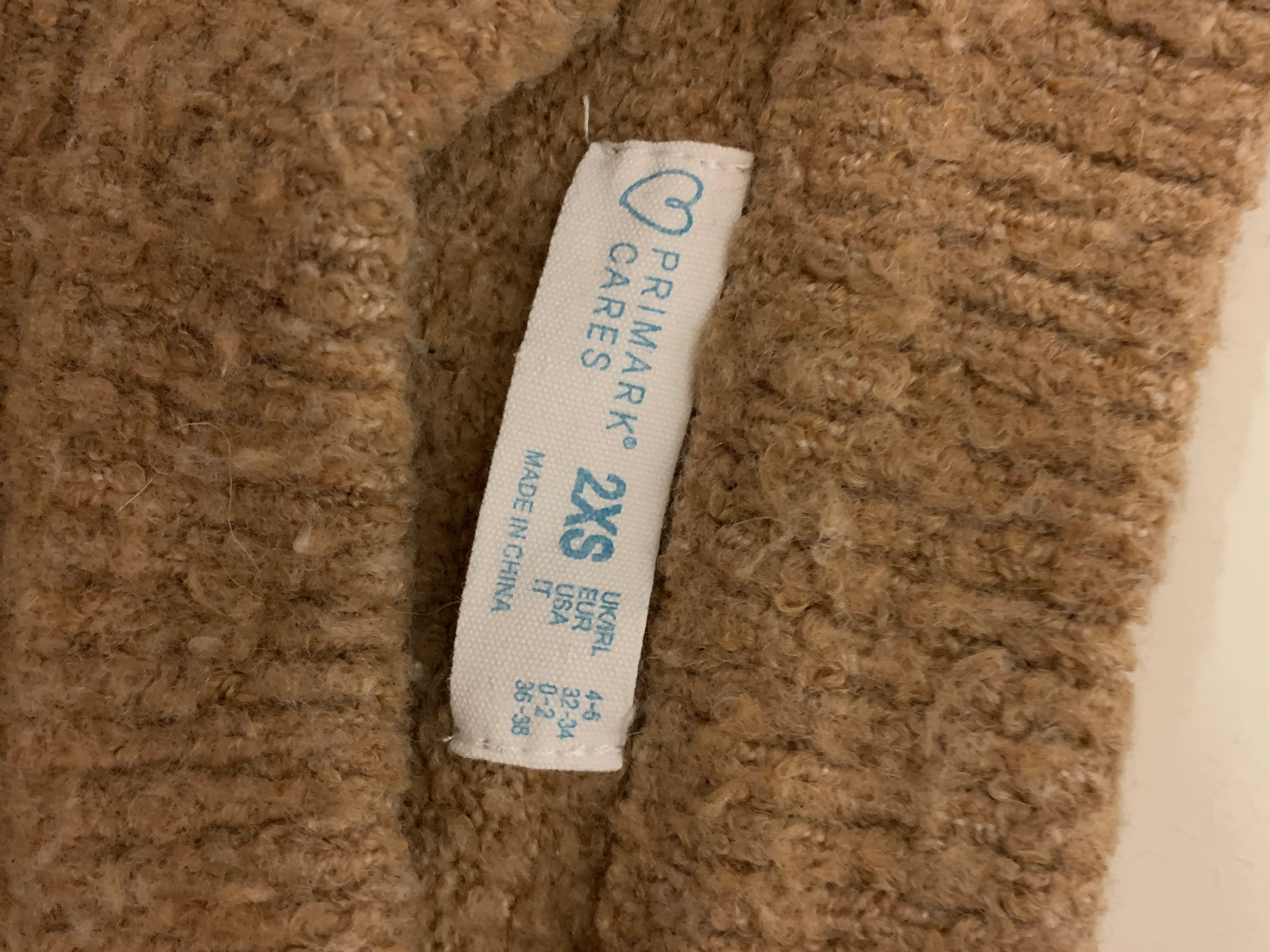 Primark Cares Camel Teddy Jumper 2XS UK 4–6 – C22