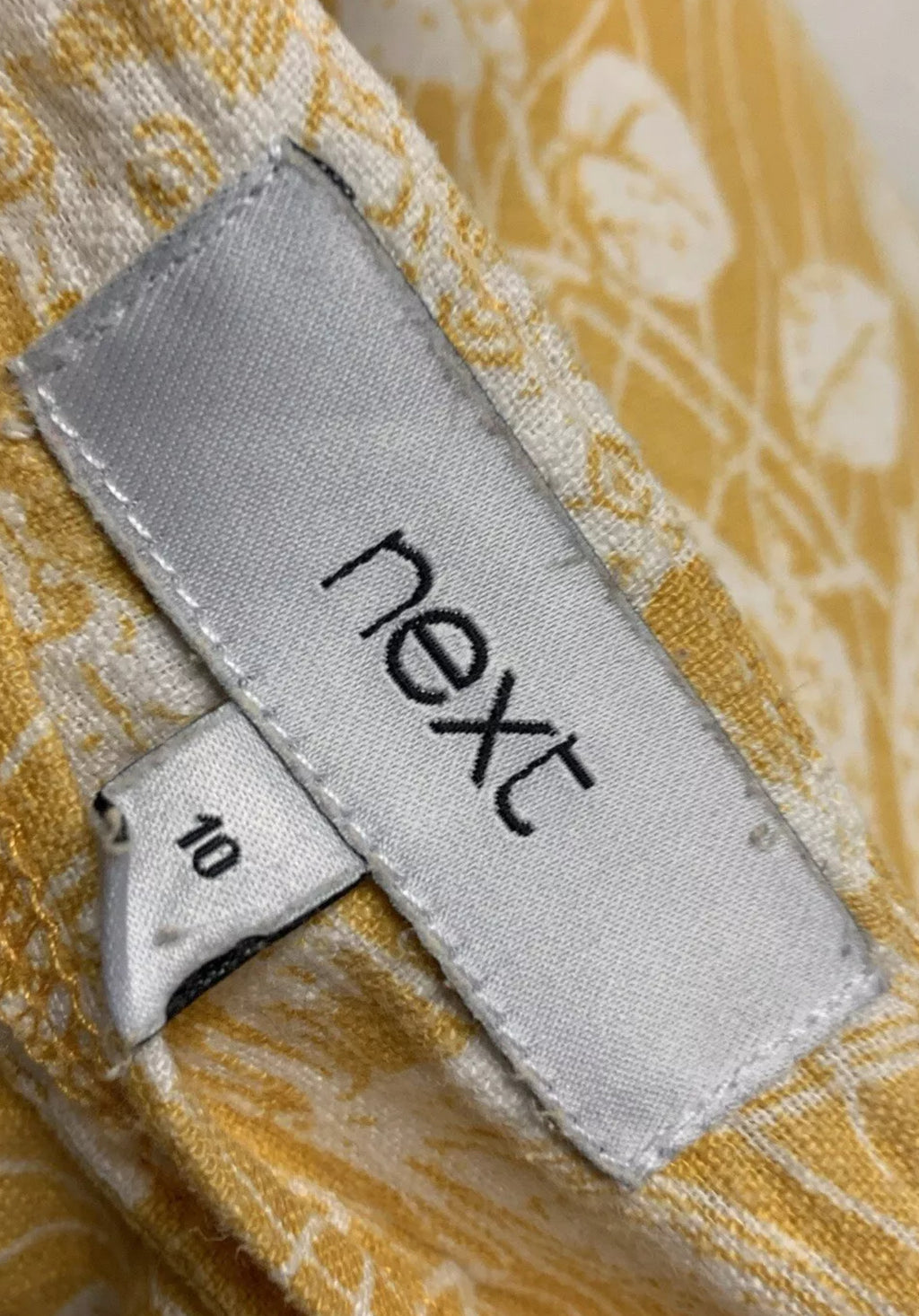 Next Yellow & White Tropical Linen Blend Sleeveless Shift Dress – UK 10