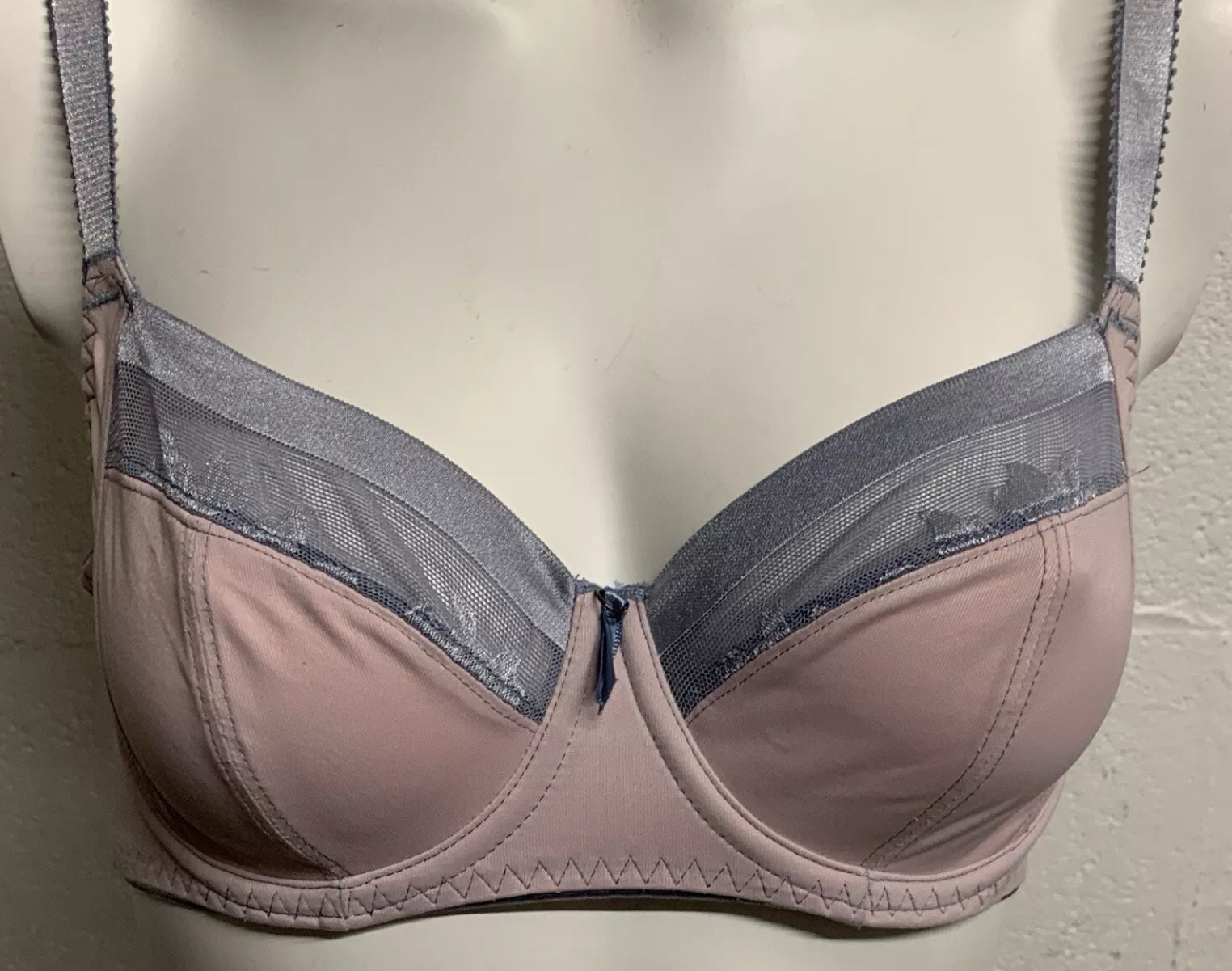 Fantasie dusty pink & grey mesh underwired bra 30DD