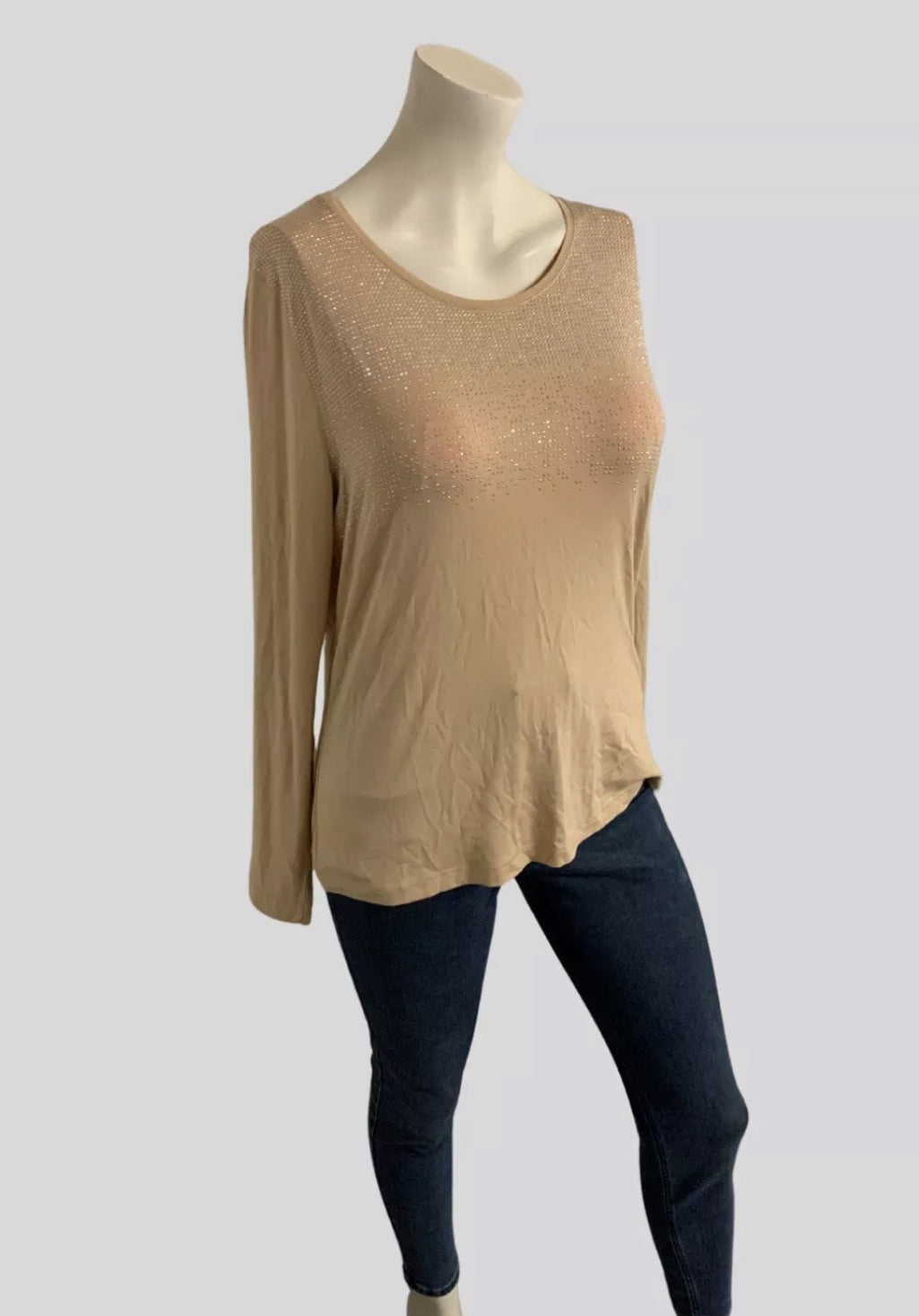 Gerry Weber Beige Embellished Long Sleeve Top – UK Size 14