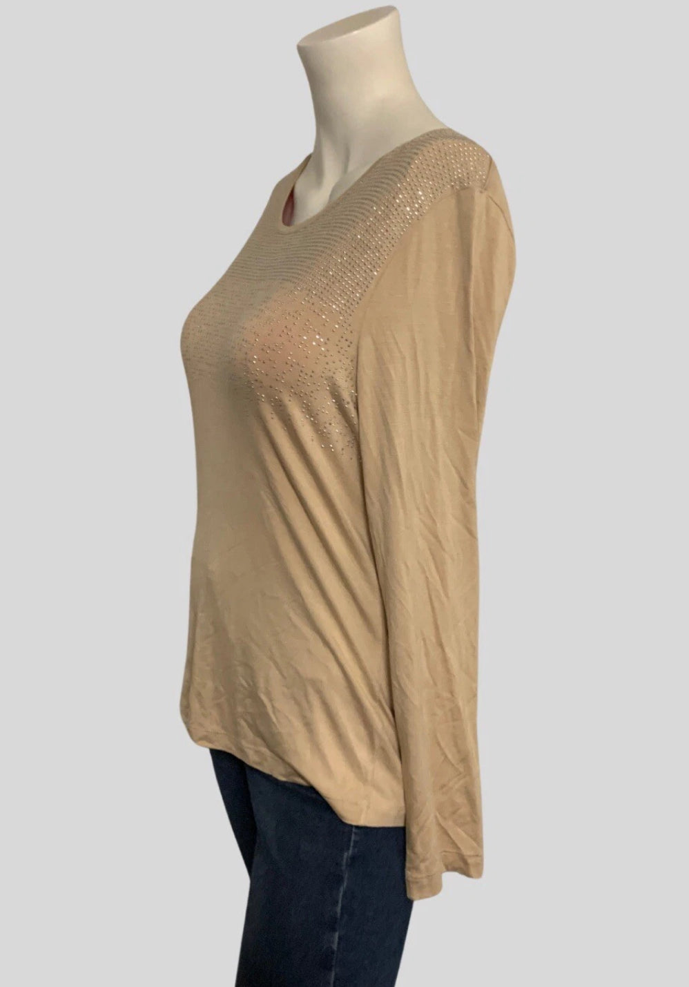 Gerry Weber Beige Embellished Long Sleeve Top – UK Size 14