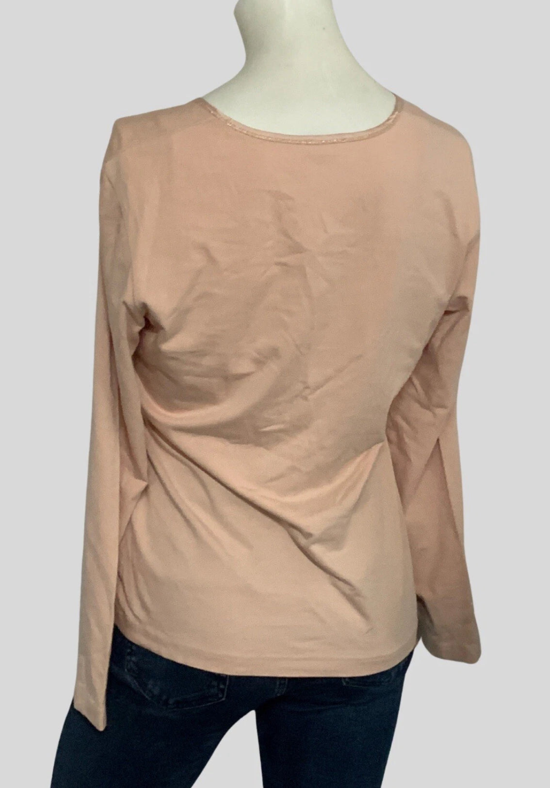 Basler Nude Long Sleeve Embellished Jersey Top | Rhinestone Burst Design UK 12