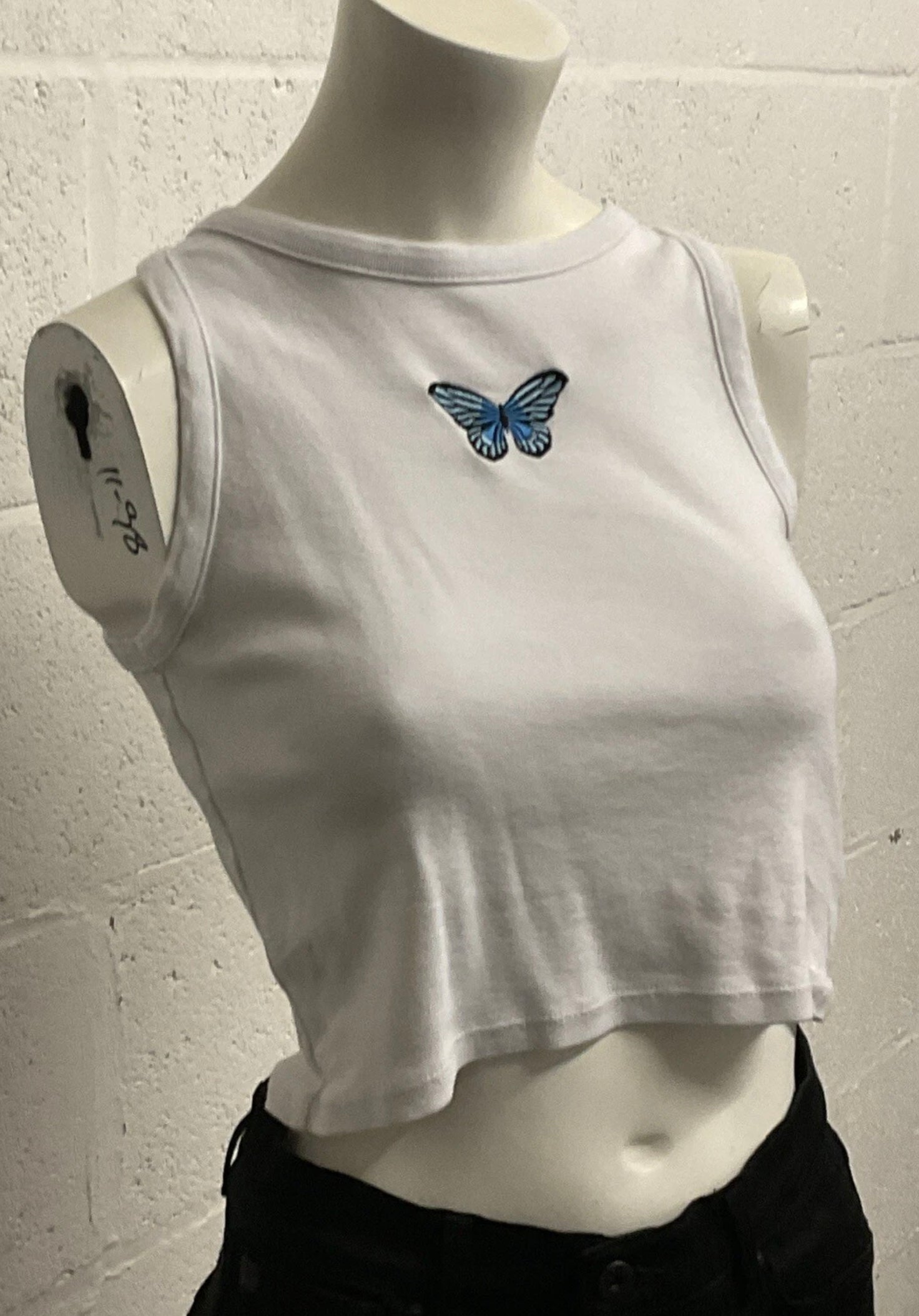 Boohoo Tall White Butterfly Crop Top – UK 10