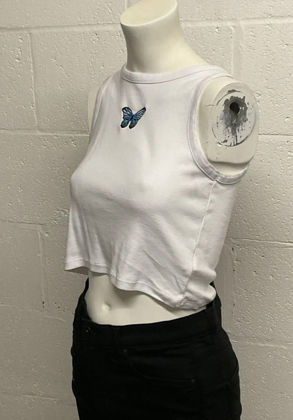 Boohoo Tall White Butterfly Crop Top – UK 10