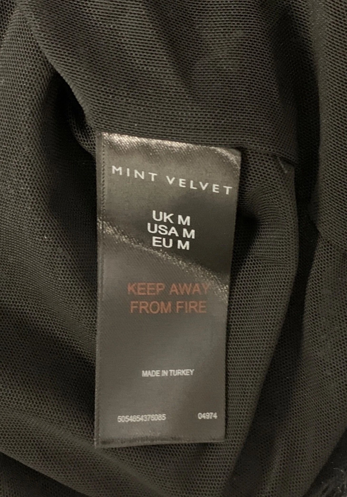 Mint Velvet Black Sequin Asymmetric Mesh High Neck Top | UK M (approx 12)