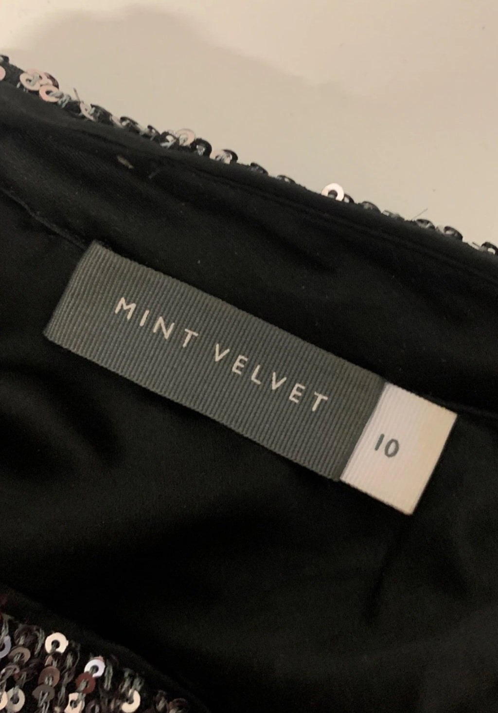 Mint Velvet Silver Sequin Long Sleeve Mini Dress UK 10