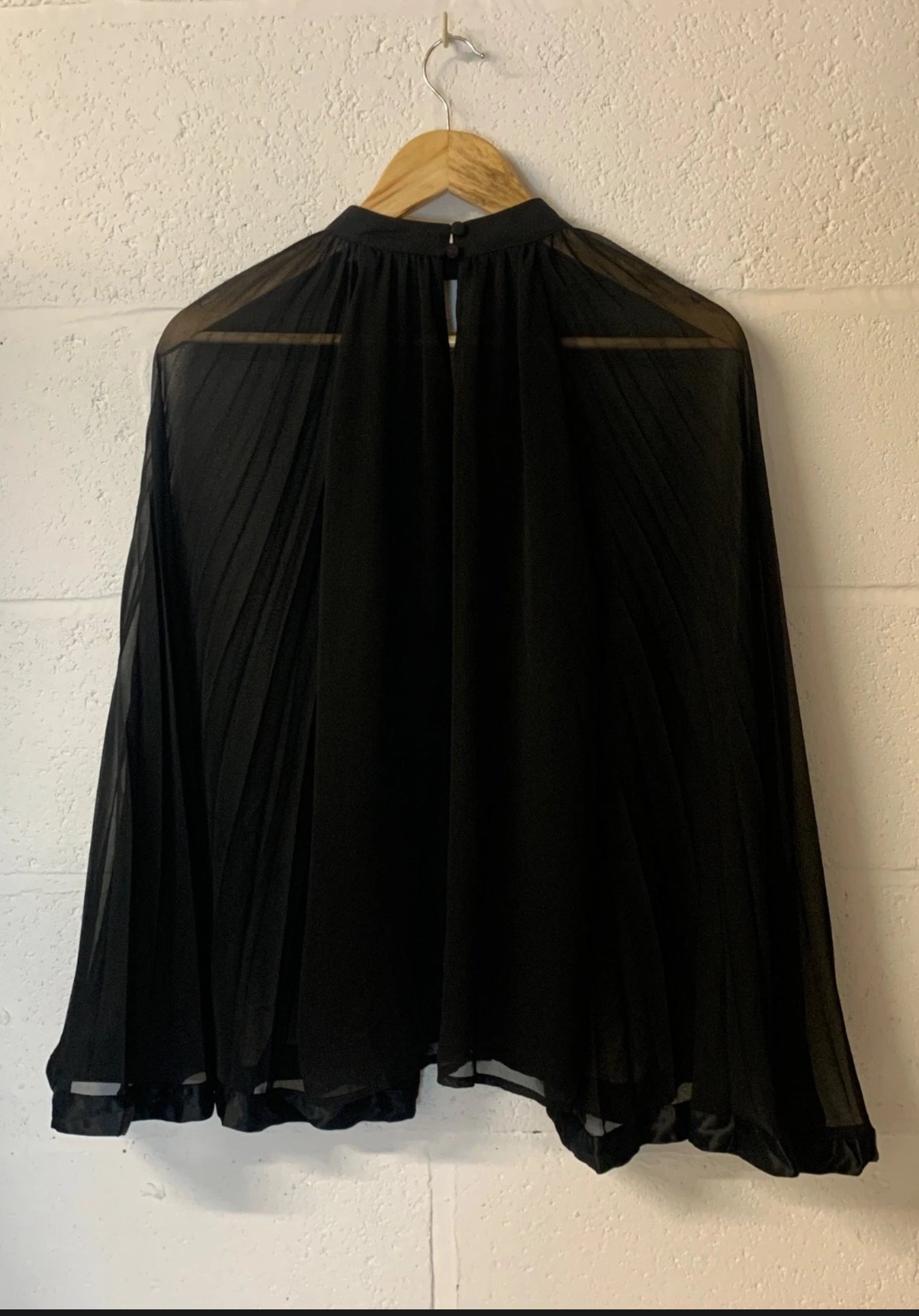 Mint Velvet Black Pleated Cape Sleeve Blouse UK S
