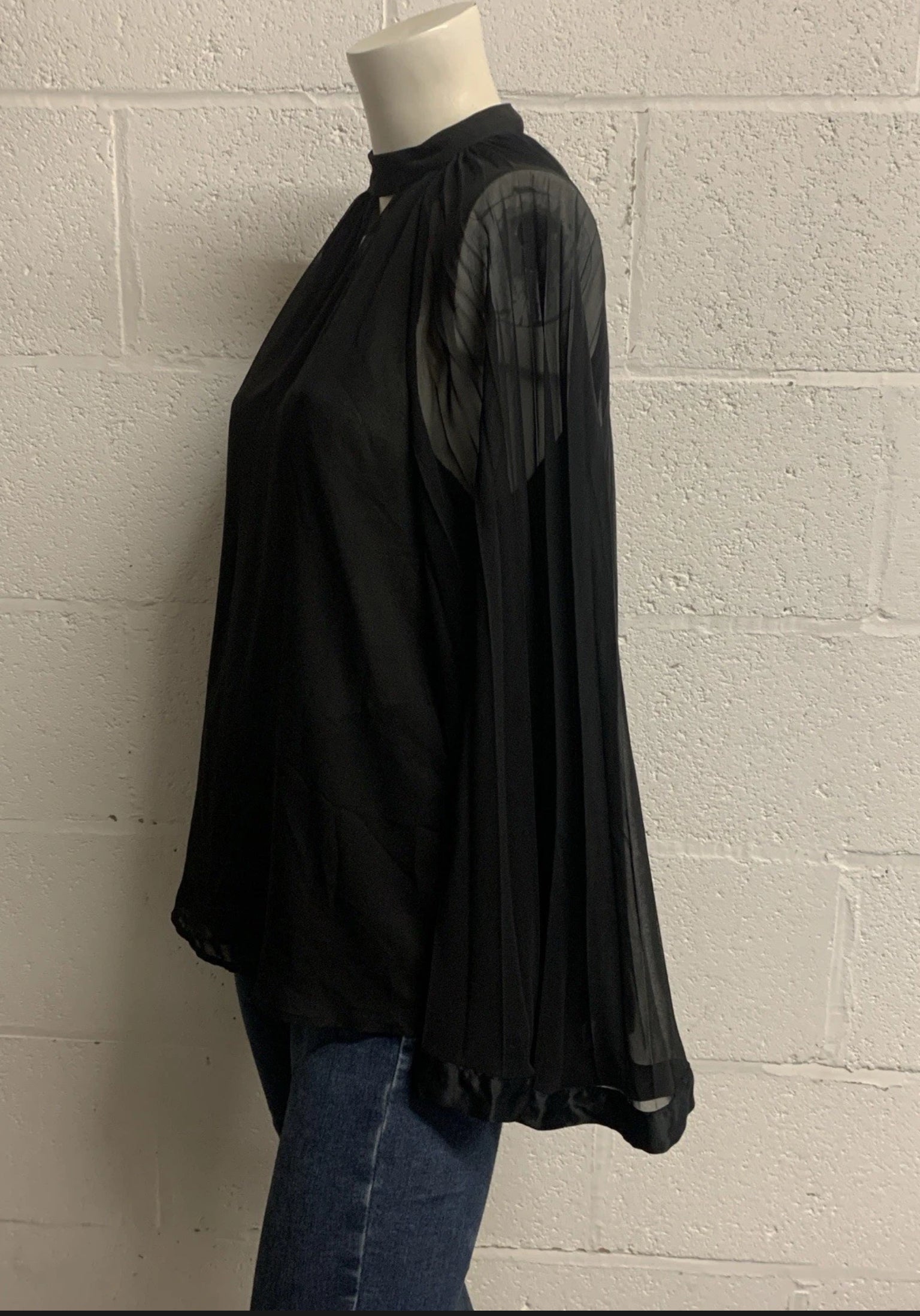 Mint Velvet Black Pleated Cape Sleeve Blouse UK S