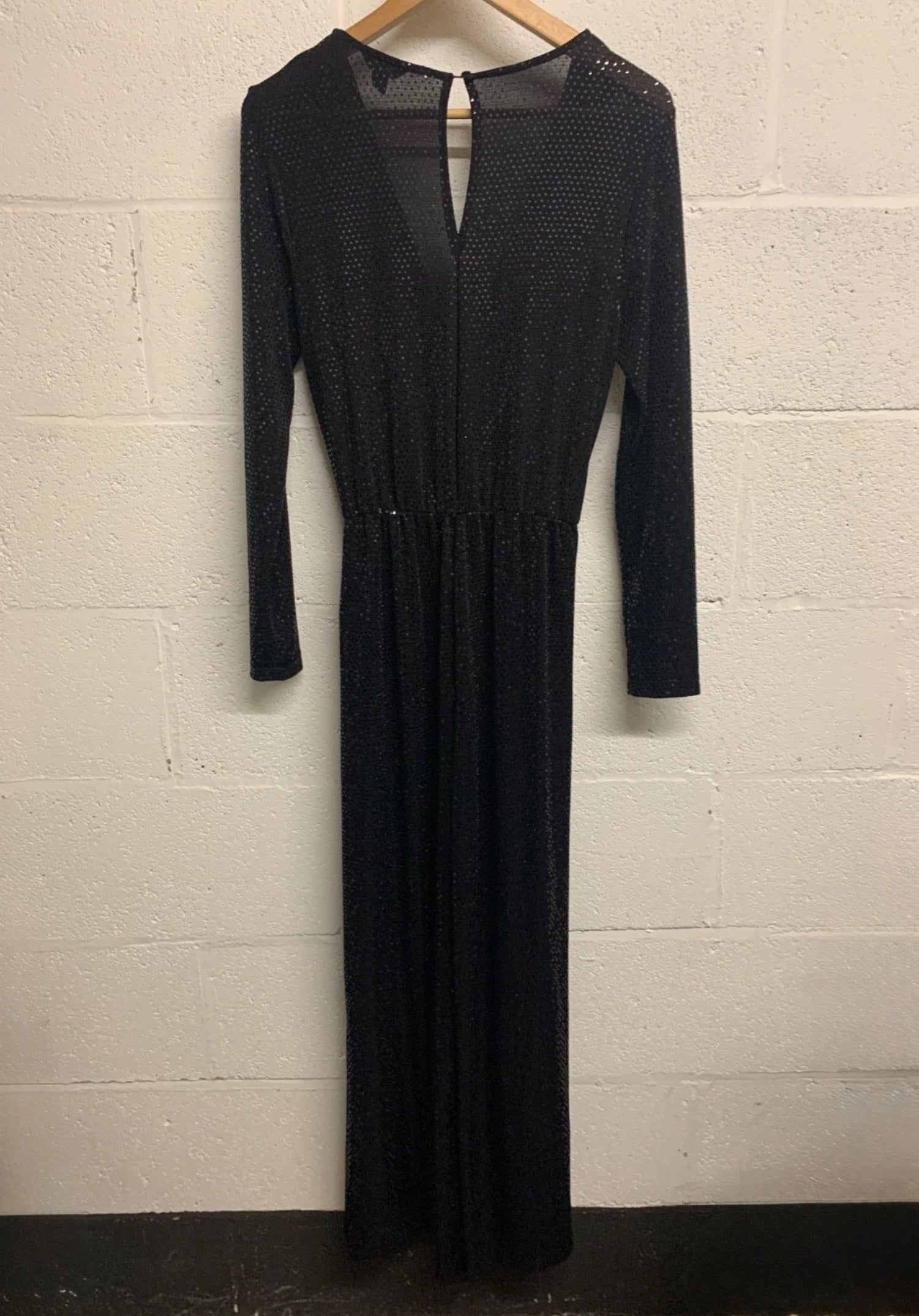 M&Co Black Sparkle Wrap Front Jumpsuit – UK 10