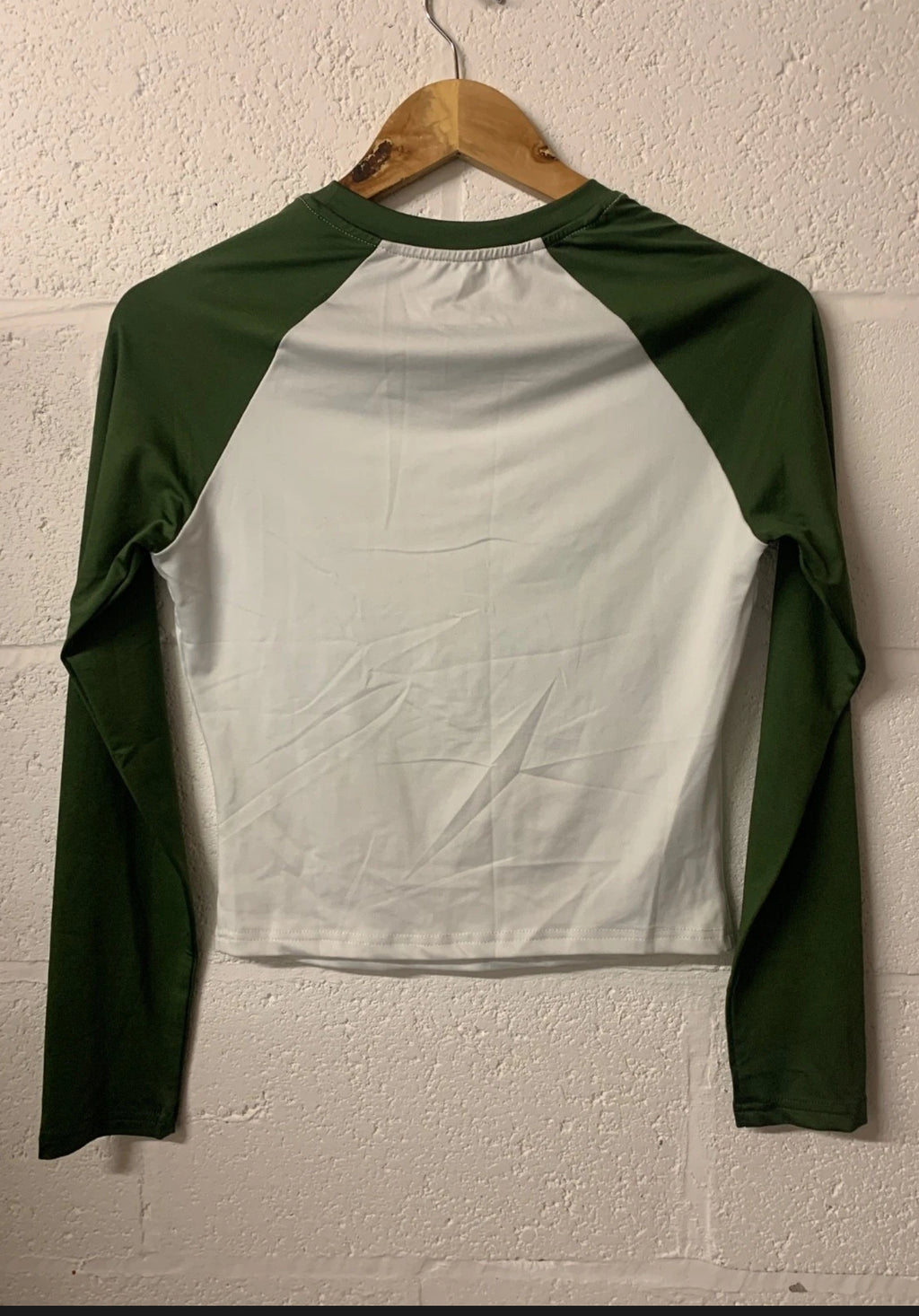 Shein Green & White Raglan Long Sleeve Top – Size M