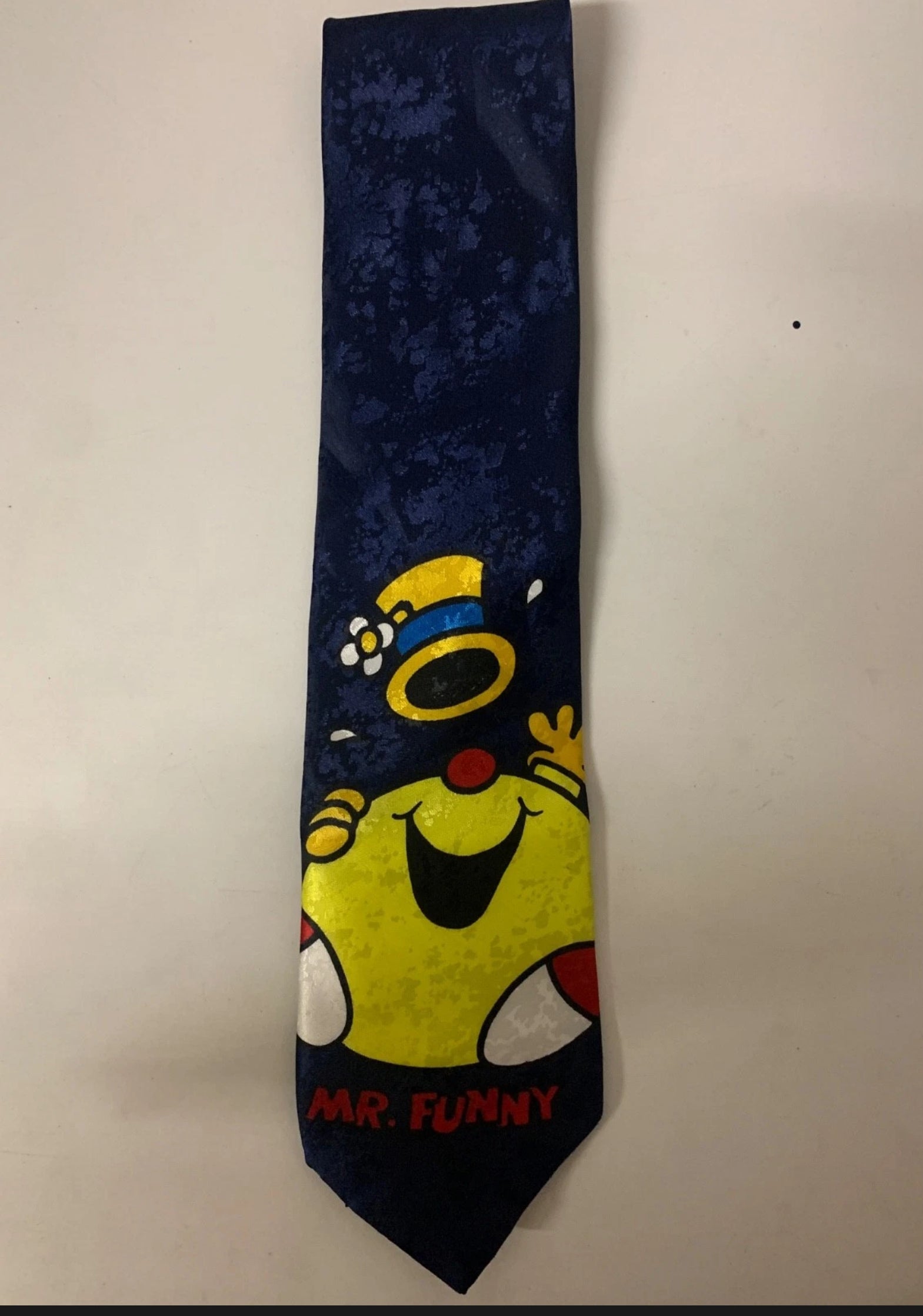 Vintage Debenhams Mr Men “Mr Funny” Novelty Tie Navy – Made in UK