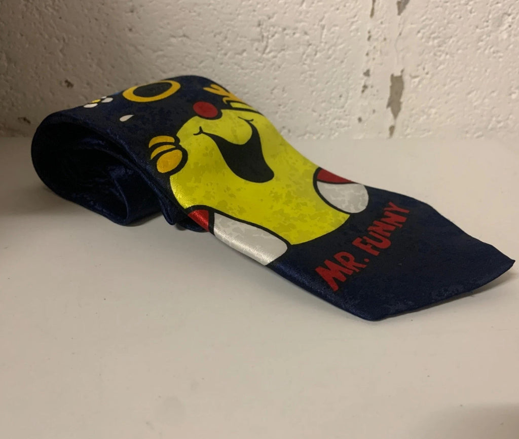 Vintage Debenhams Mr Men “Mr Funny” Novelty Tie Navy – Made in UK