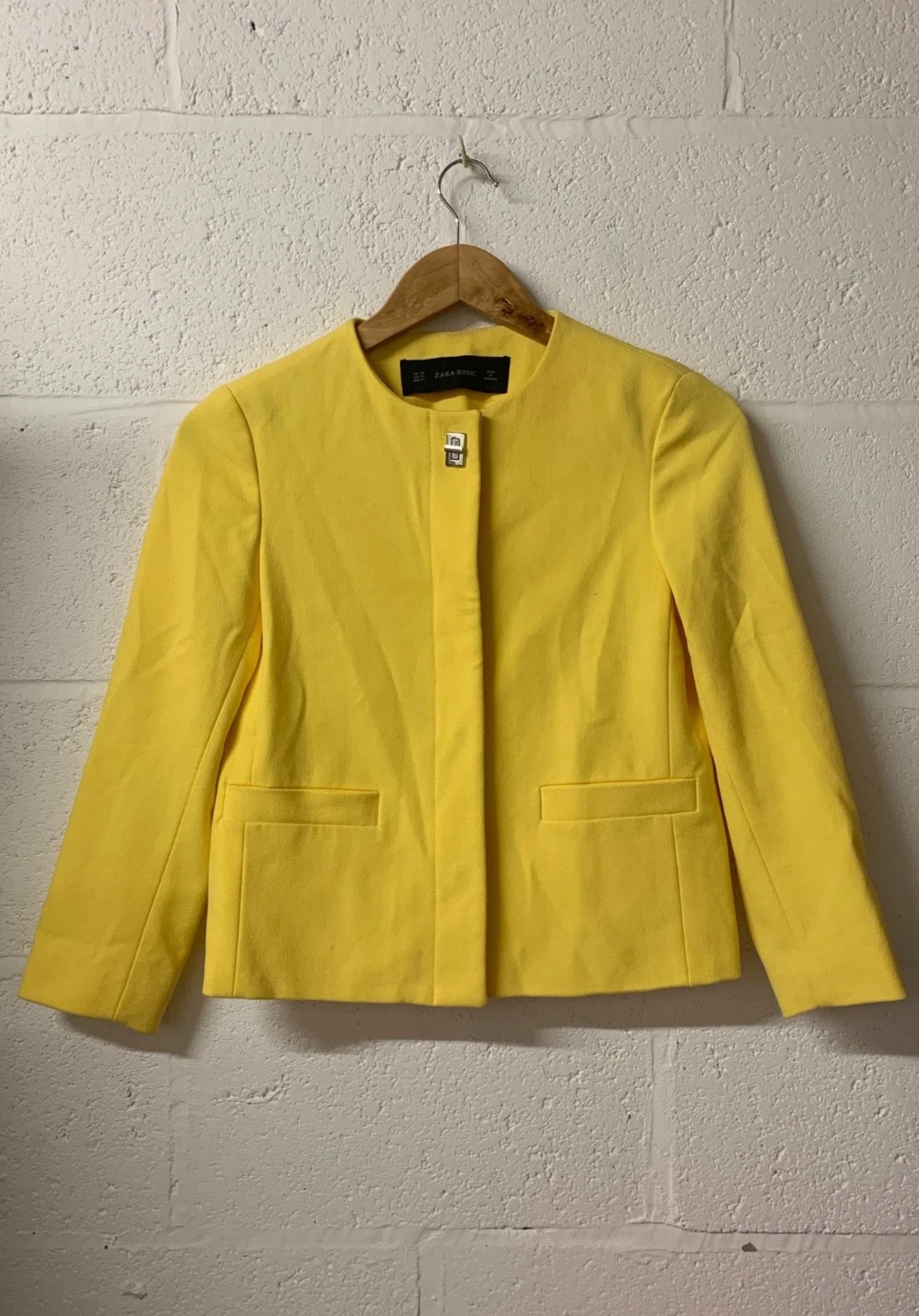 Zara Basic Sunshine Yellow Collarless Blazer Jacket | XS UK 6