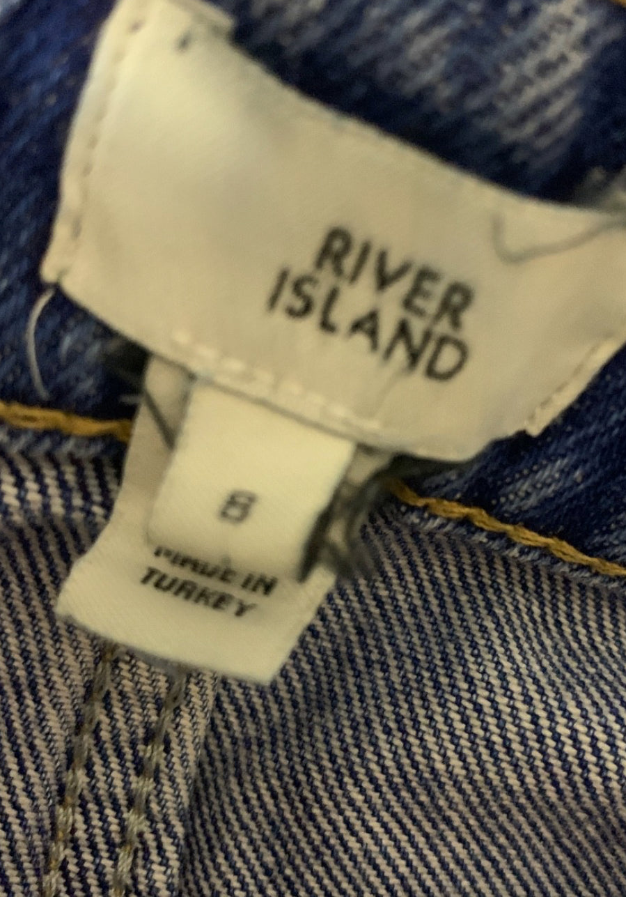 River Island Blue Distressed Mom Jeans – Short Leg UK 8S