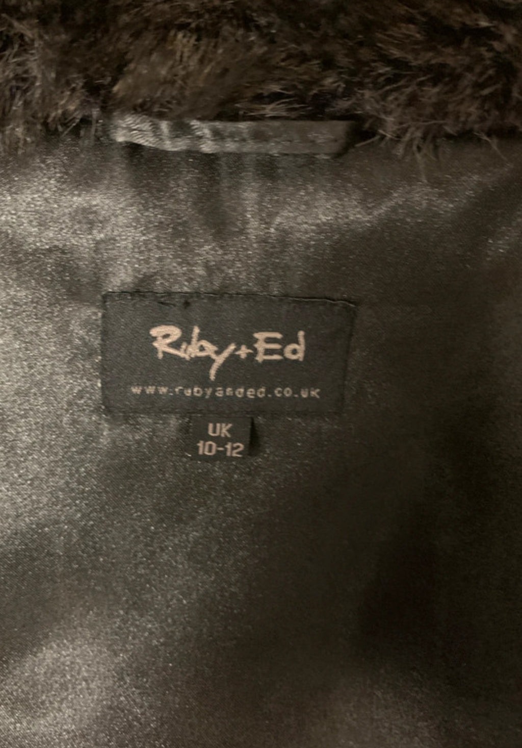 Ruby+Ed Black Faux Fur Gilet Waistcoat UK 10–12