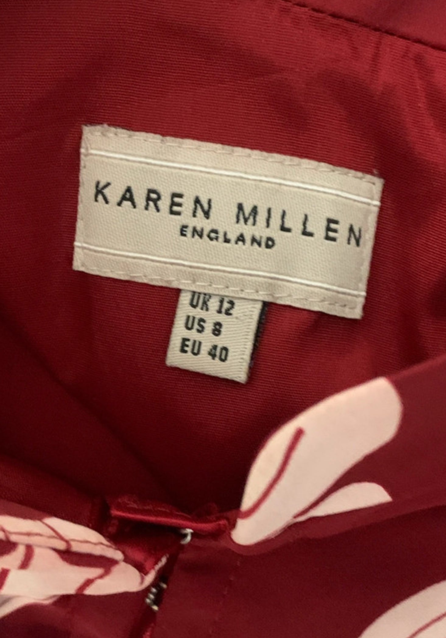 Karen Millen Red Floral Bodycon Midi Dress UK 12