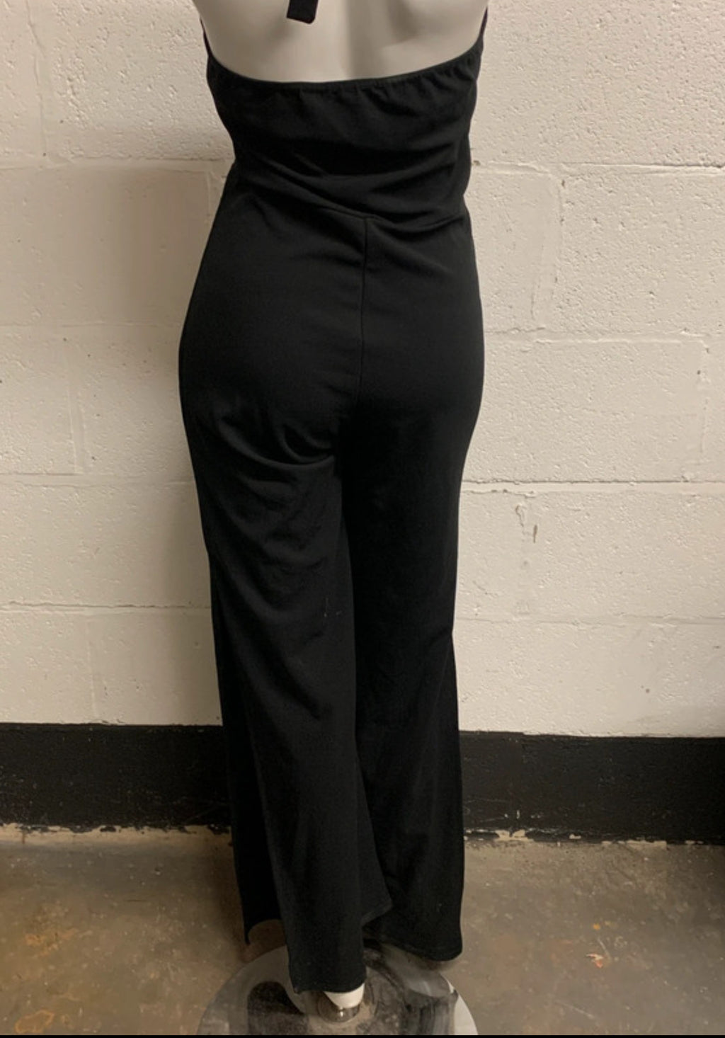 Quiz Black Halter Neck Lace Trim Wide Leg Jumpsuit