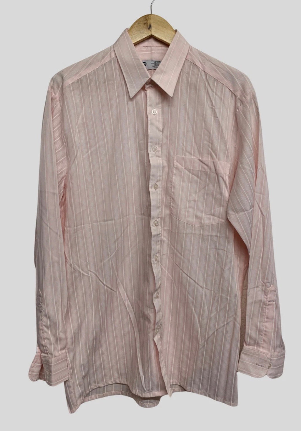 C&A Mens Pink Pinstripe Shirt – Size M – Long Sleeve Button Up