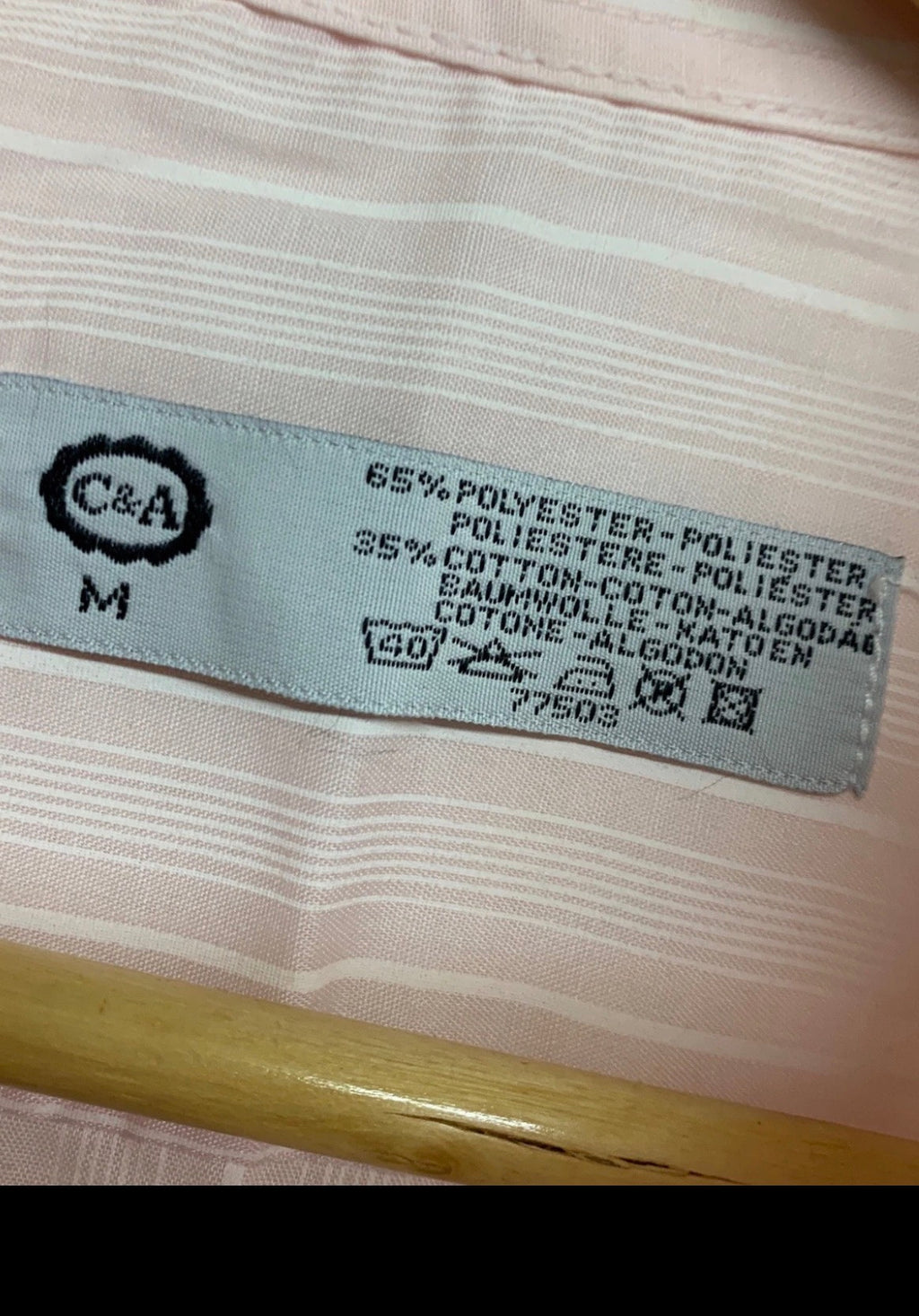 C&A Mens Pink Pinstripe Shirt – Size M – Long Sleeve Button Up