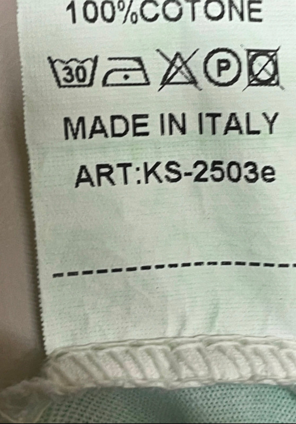 Made in Italy Mint Green Embossed Logo V-Neck T-Shirt | 100% Cotton