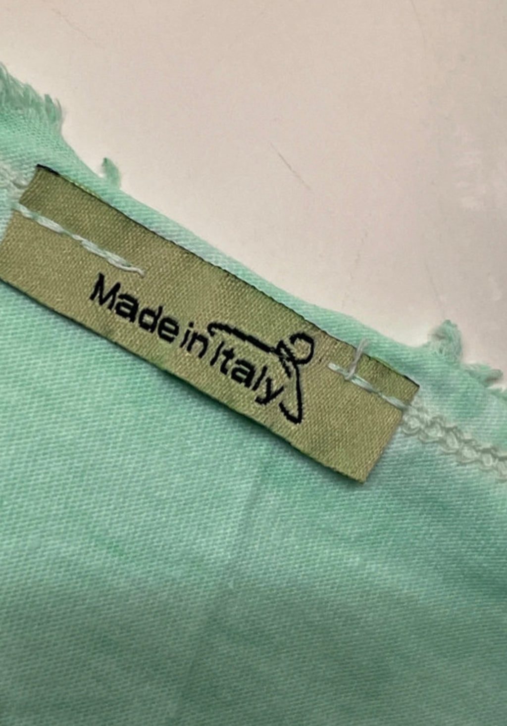 Made in Italy Mint Green Embossed Logo V-Neck T-Shirt | 100% Cotton