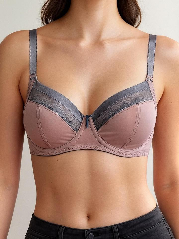 Fantasie dusty pink & grey lace underwire bra 30DD