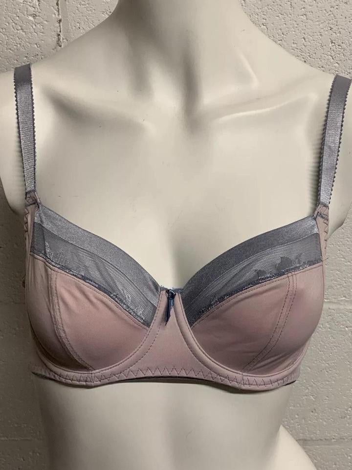 Fantasie dusty pink & grey lace underwire bra 30DD