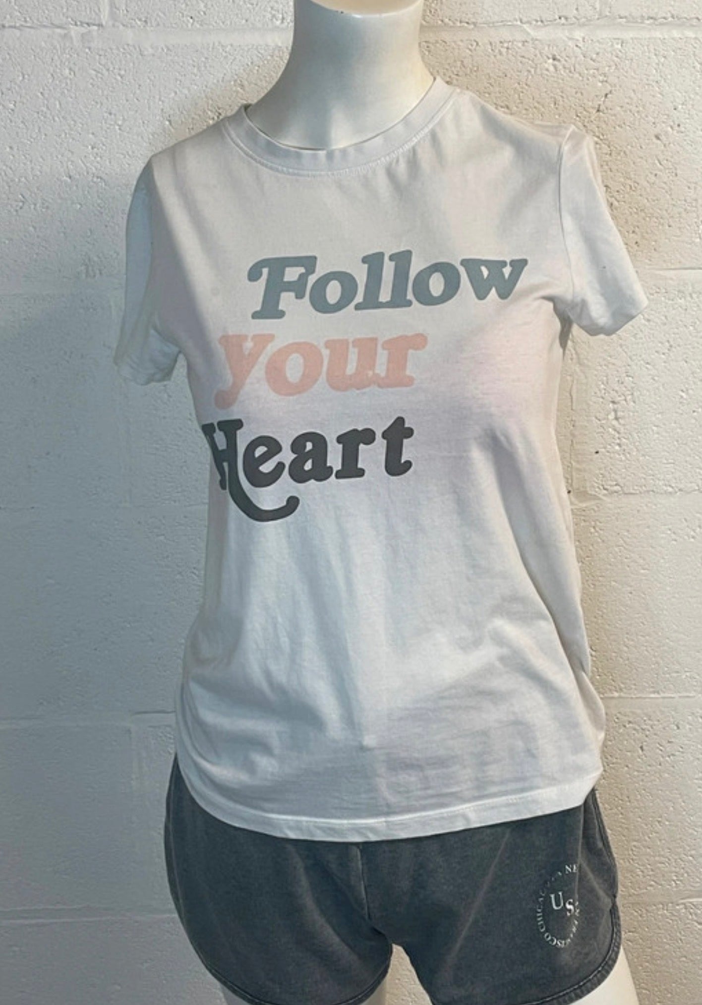 Primark Cares “Follow Your Heart” White Slogan T-Shirt | XS (UK 6–8)