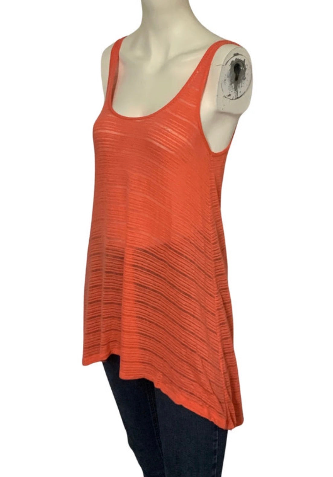 Zara W&B Collection Orange Textured Longline Tunic Top M Back Zip