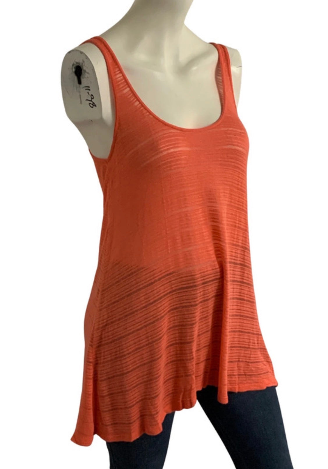 Zara W&B Collection Orange Textured Longline Tunic Top M Back Zip