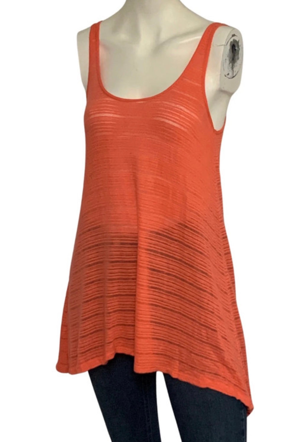 Zara W&B Collection Orange Textured Longline Tunic Top M Back Zip