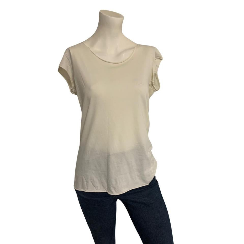 Topshop Cream Cotton Scoop Neck T-Shirt – UK 12