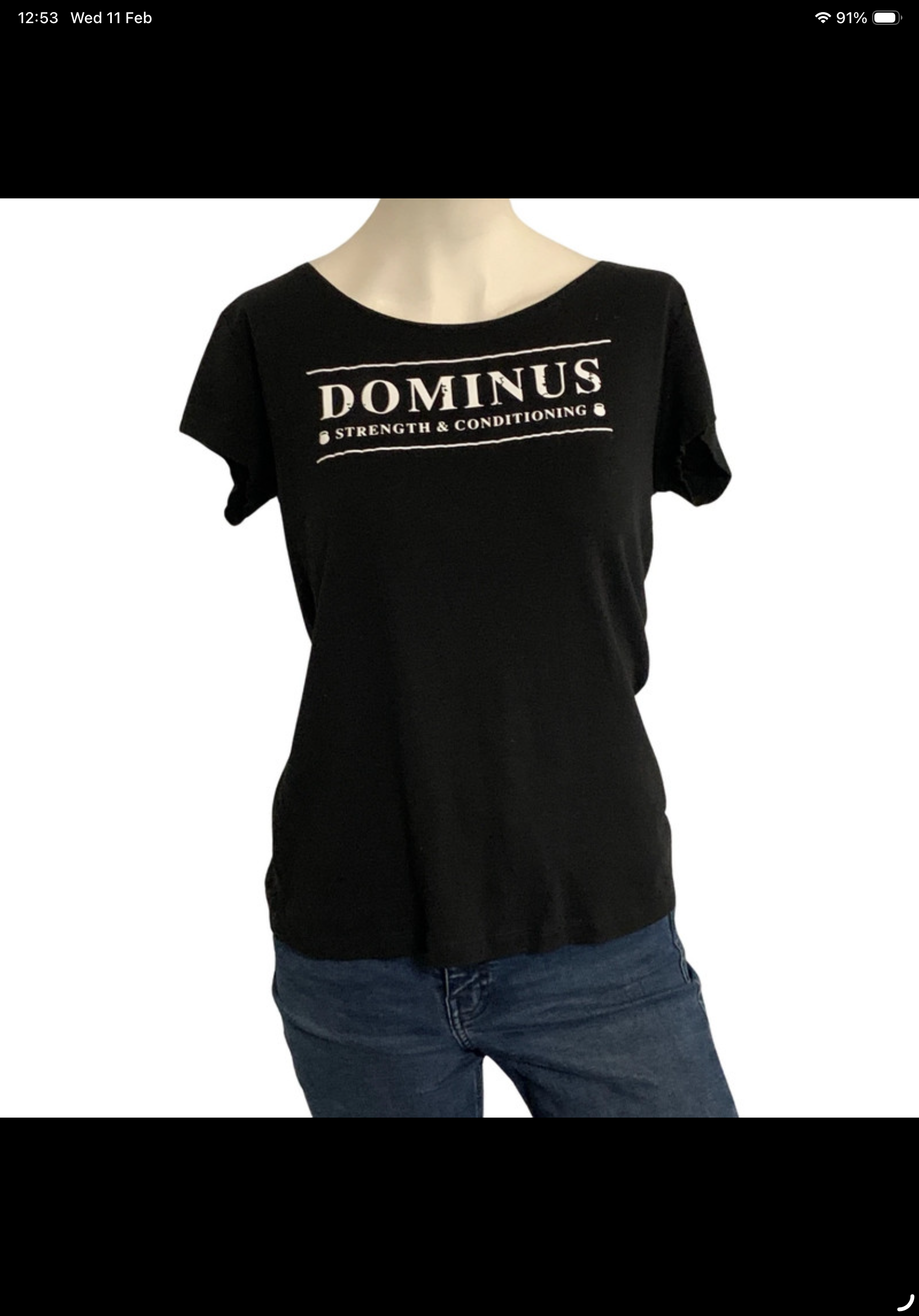 Papaya DOMINUS Strength & Conditioning Black Graphic T-Shirt – Size 12