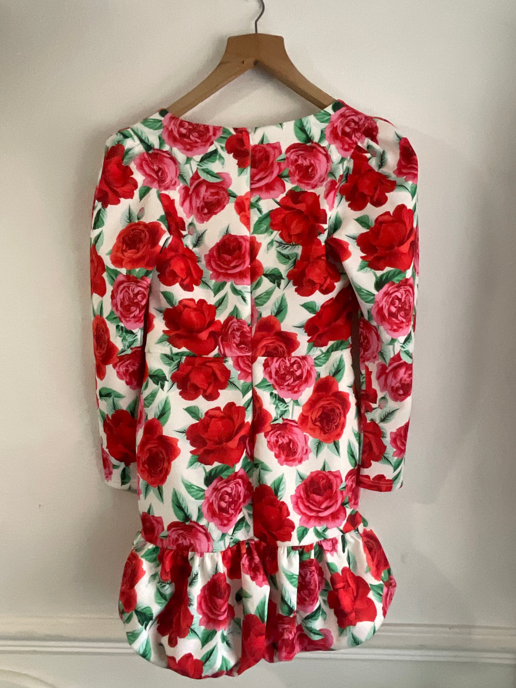 ASOS White Rose Floral Long Sleeve Mini Dress UK 10 (P2P 14”)